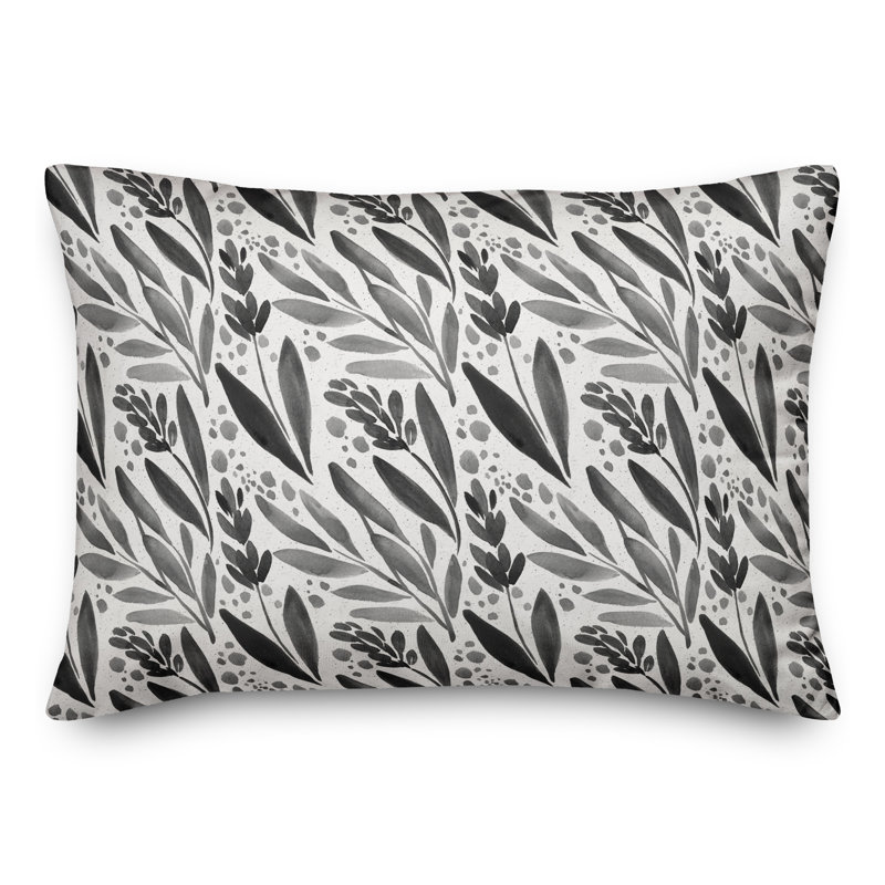 Floral Outdoor Reversible Throw Pillow, Black