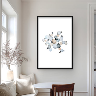 Bulles grisâtres - impression abstraite minimaliste encadrée pour la décoration