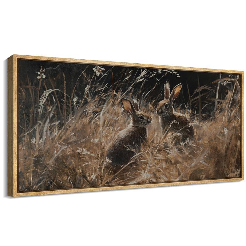 Illustration de lapins dans le désert, décorations de chambre à coucher neutres, impression numérique sur toile giclée sur toile