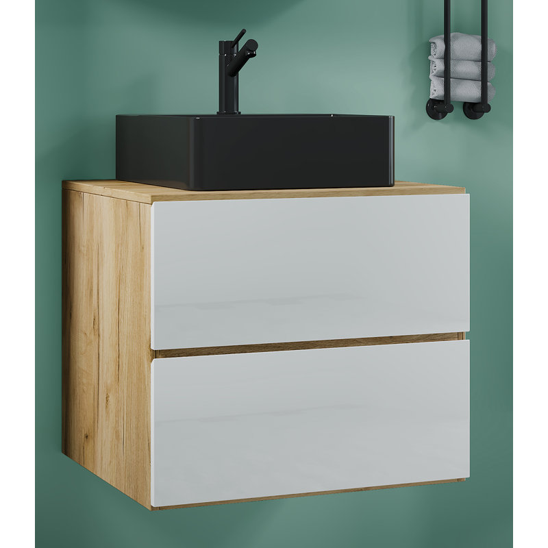 Aminia Bathroom Vanity with Basin, Oak/White