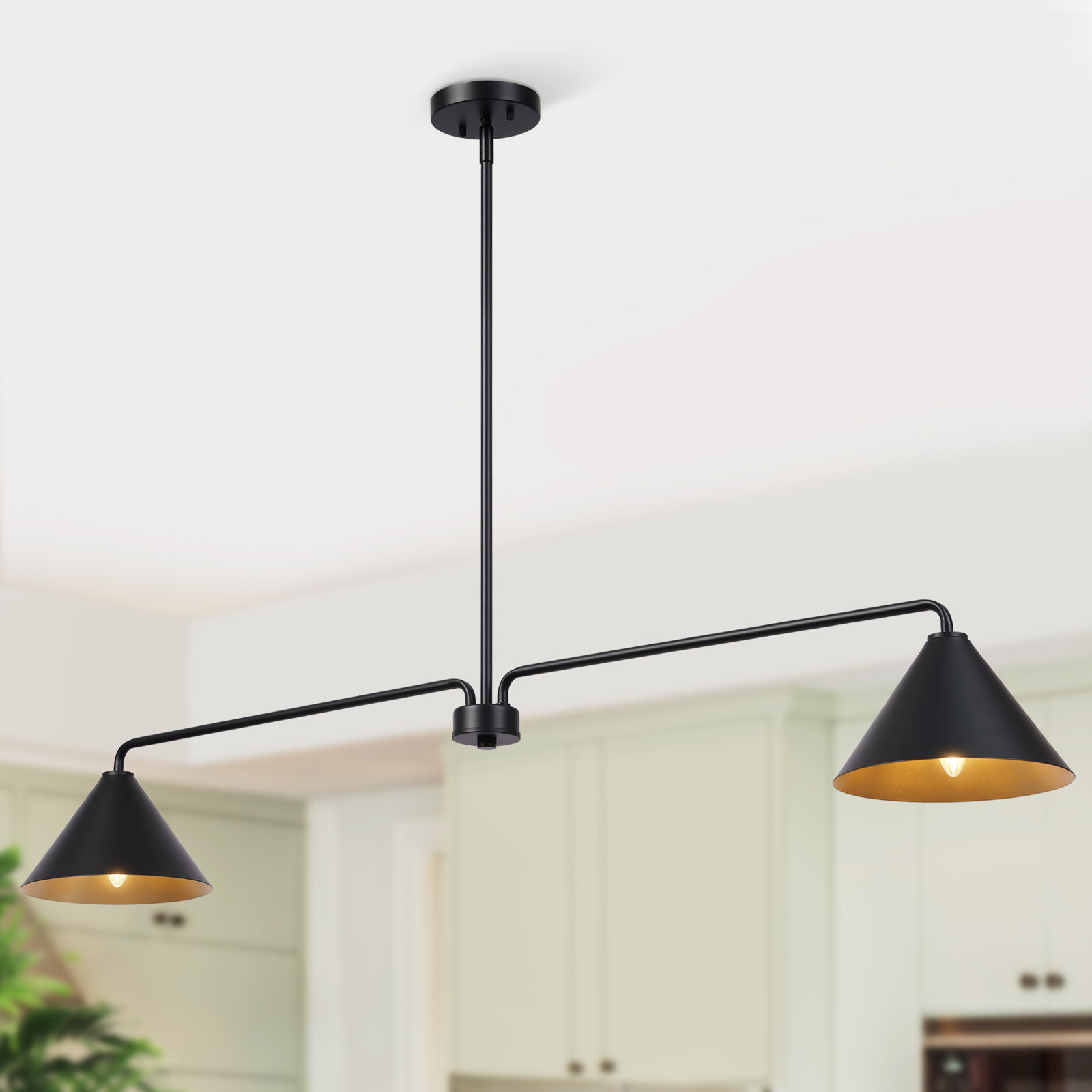2 Light Pendant, Black
