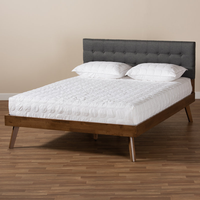 Lit plateforme tapissier Charito, Gris foncé, Double