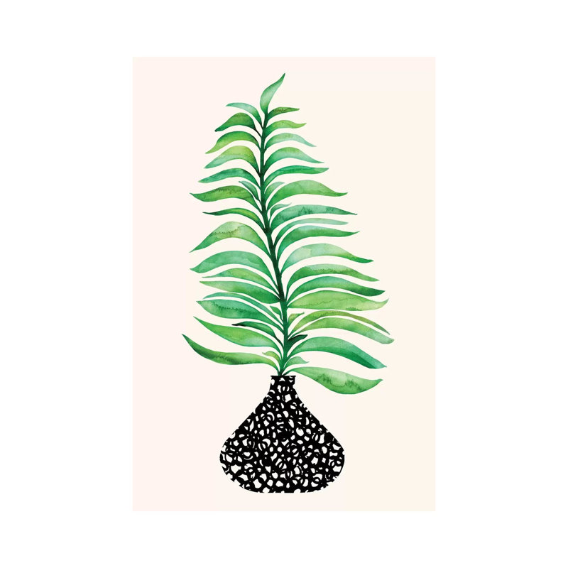 Tropical Leaf In Vase - Wrapped Canvas Print, 20.32 cm H x 30.48 cm W
