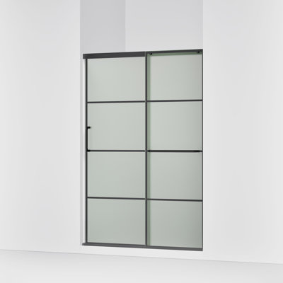 Elate Sliding Shower Door, 70-1/2-In H X 44-1/4 - 47-5/8-In W, With 1/4-In Thick Crystal Clear Glass With Rectangular Grille Pattern