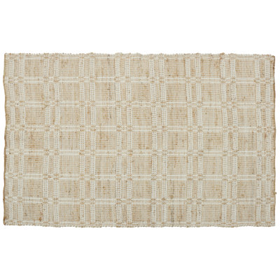 Tapis géométrique en coton tissé à la main beige / brun