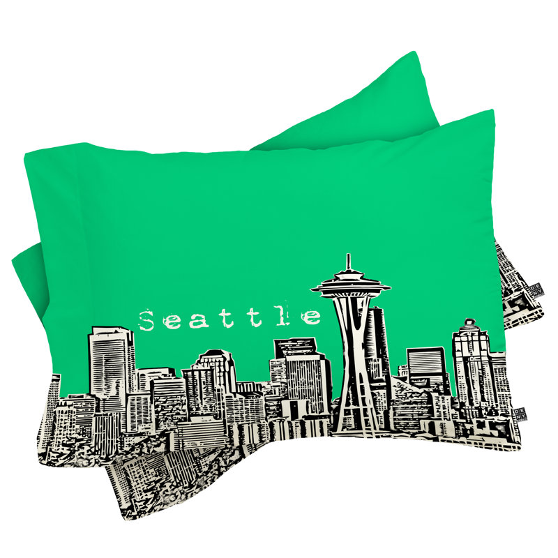 Taie d’oreiller seattle Bird Ave, Vert, Standard