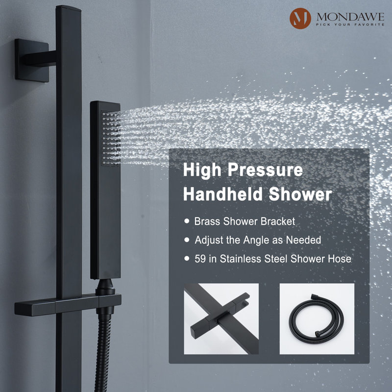 AquaRhapsody Complete Shower System with Rough in-Valve, Matte Black