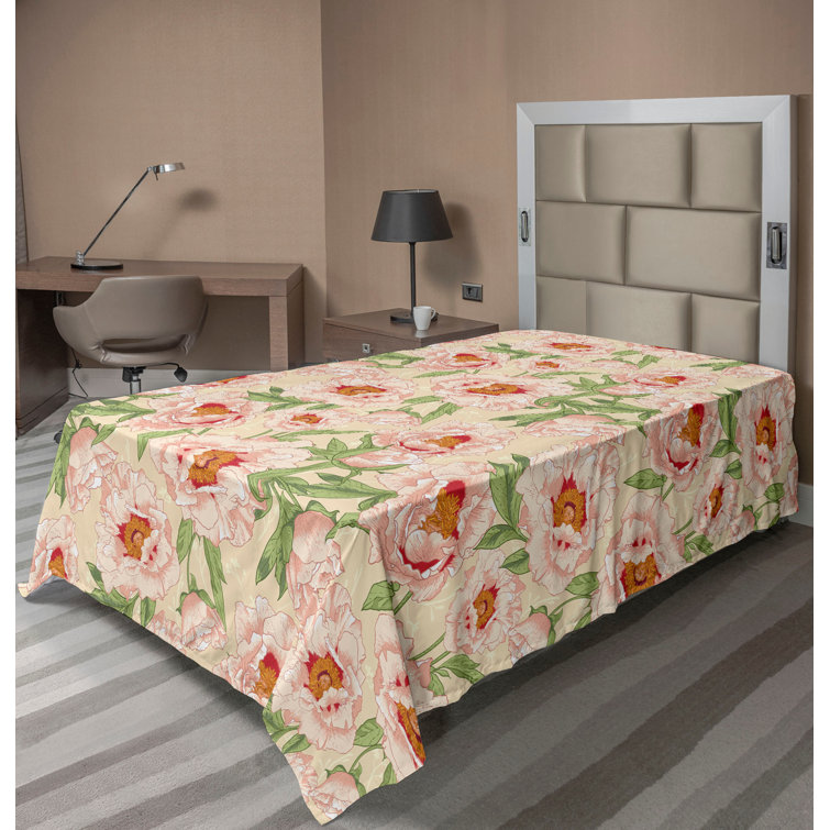 Ambesonne, drap plat floral pivoines, art botanique printanier
