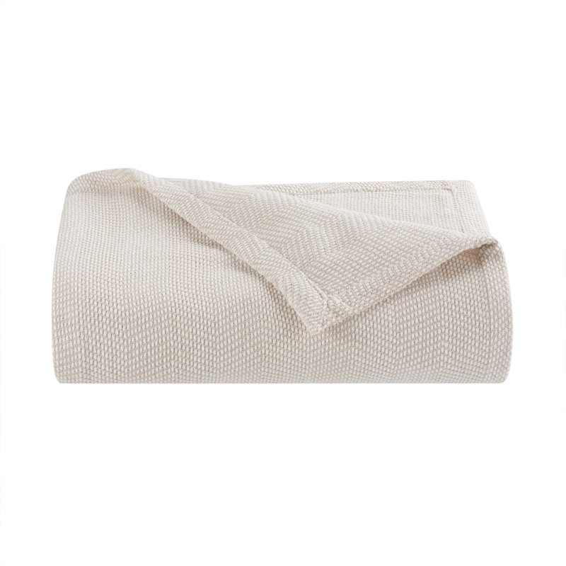 Jeté en mélange de coton toutes saisons, Brun clair
