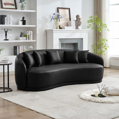 91'' Faux Leather Curved Sofa