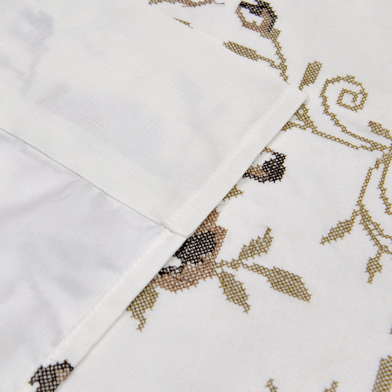 Floral Embroidery Scalloped 60.00'' Window Valance, Taupe