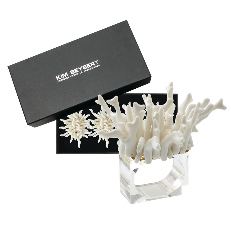 Amalfi 4 Piece Napkin Ring Set, White