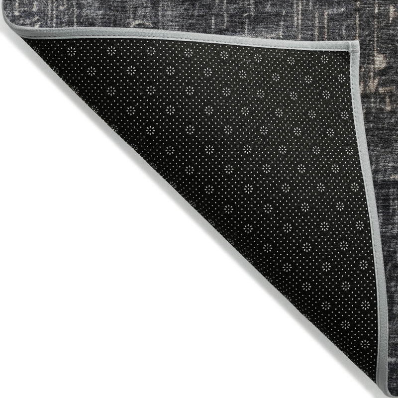 3' X 5' Khaki And Dark Gray Ombre Washable Indoor Outdoor Area Rug