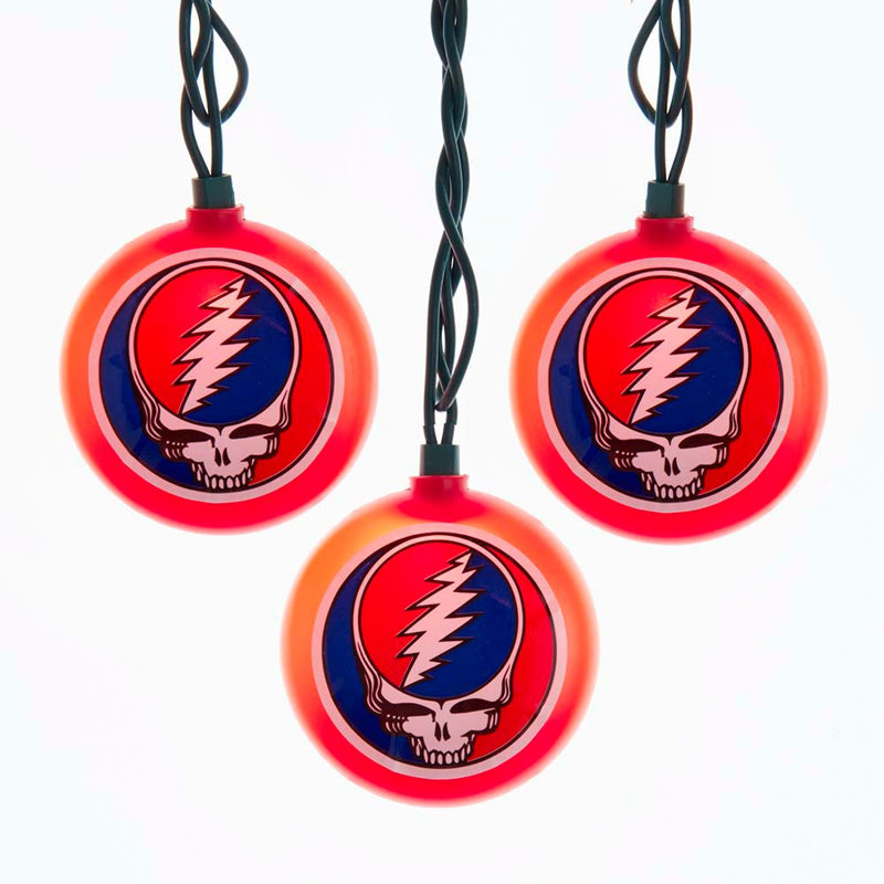 Kurt Adler Indoor/Outdoor UL 10-Light Grateful Dead Disc Light Set, 9ft