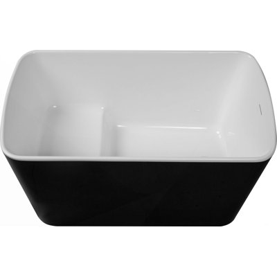 49'' X 28'' Acrylic Freestanding Soaking Bathtub, Square-Shape Japanese Soaking Hot Tub, Sit-In Design With Chrome Overflow And Drain, Glossy Black