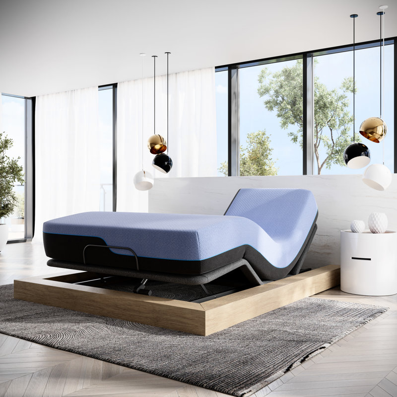 12 Inch 6-Layer Flex Head Latex Foam Mattress & Adjustable Base, King - Blue Ice Cover, Copper Foam, For A Refreshing Sleep Size With Base And Coil, Cooling Relaxing Comfortable Night