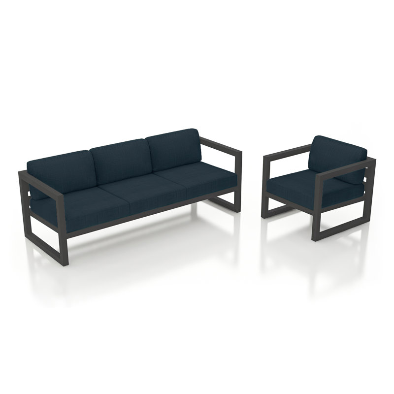 Avion 2 Piece Sofa Set, Spectrum Indigo Sunbrella®, Slate
