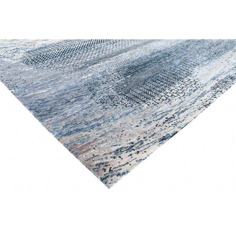 Tapis gris et multicolore noué à la main de haute qualité, Rectangle 6 pi x 9 pi