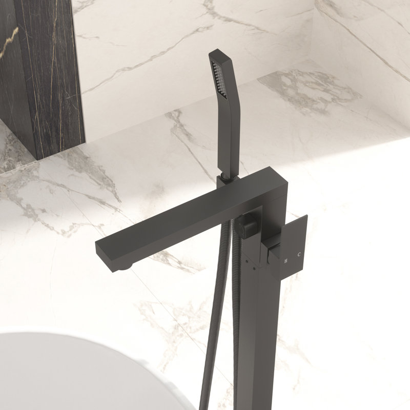 Bathroom Tub Faucet, Matte Black, Solid Brass Construction, Precision Dual - Temperature Control, 360 Horizontal And 90 Vertical Rotating Spout Filler, Precise Flow With Soft Aerator