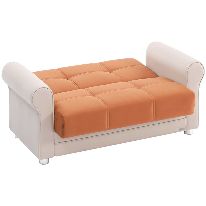 Rangement rembourré orange, sièges confortables, facile à transformer en lit convertible, convient aux dortoirs, configuration en 30 minutes, sièges