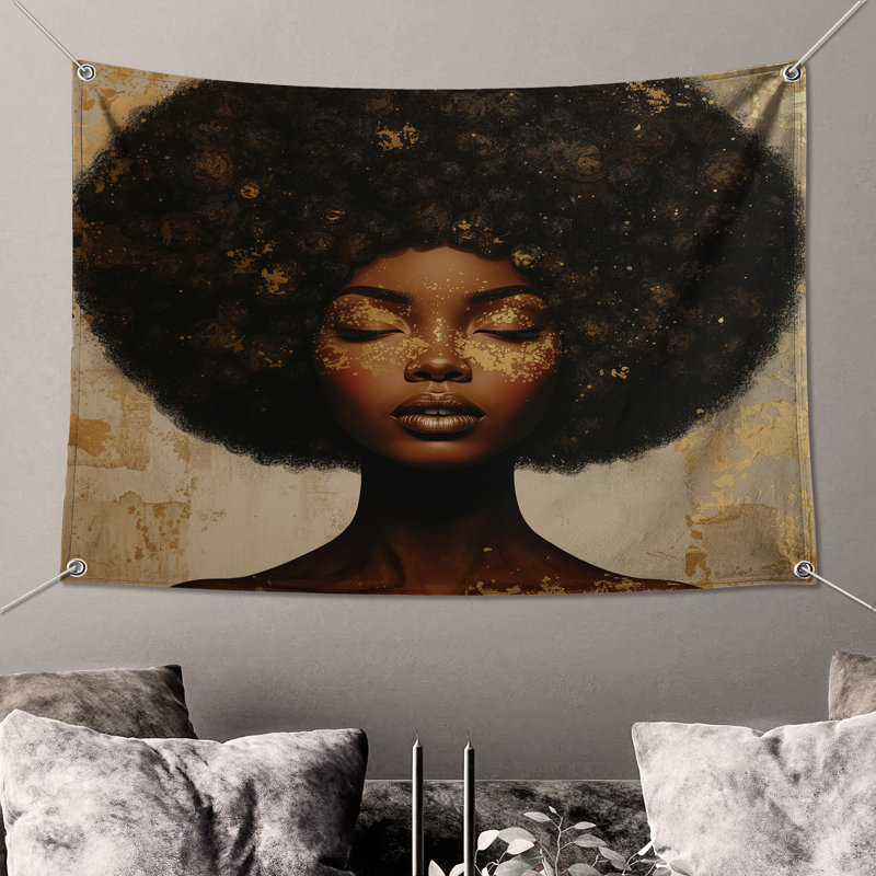 Tapisserie murale «Gold Paint» - portrait mural, H 68 po x l 80 po avec 4 œillets