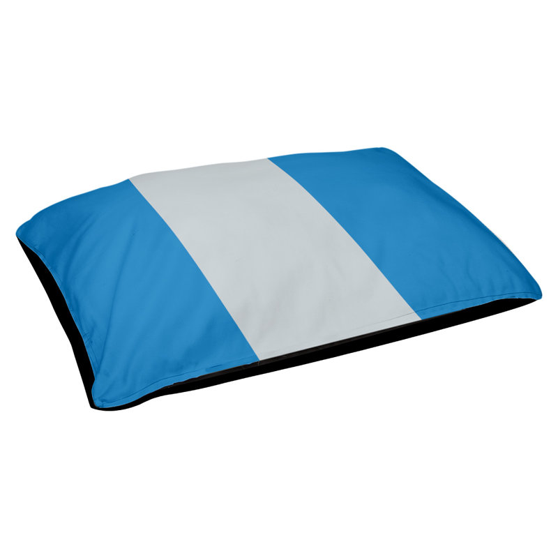 Coussin rectangulaire designer Atlanta, Moyen (L 30 po x l 40 po), Bleu / argent / bleu