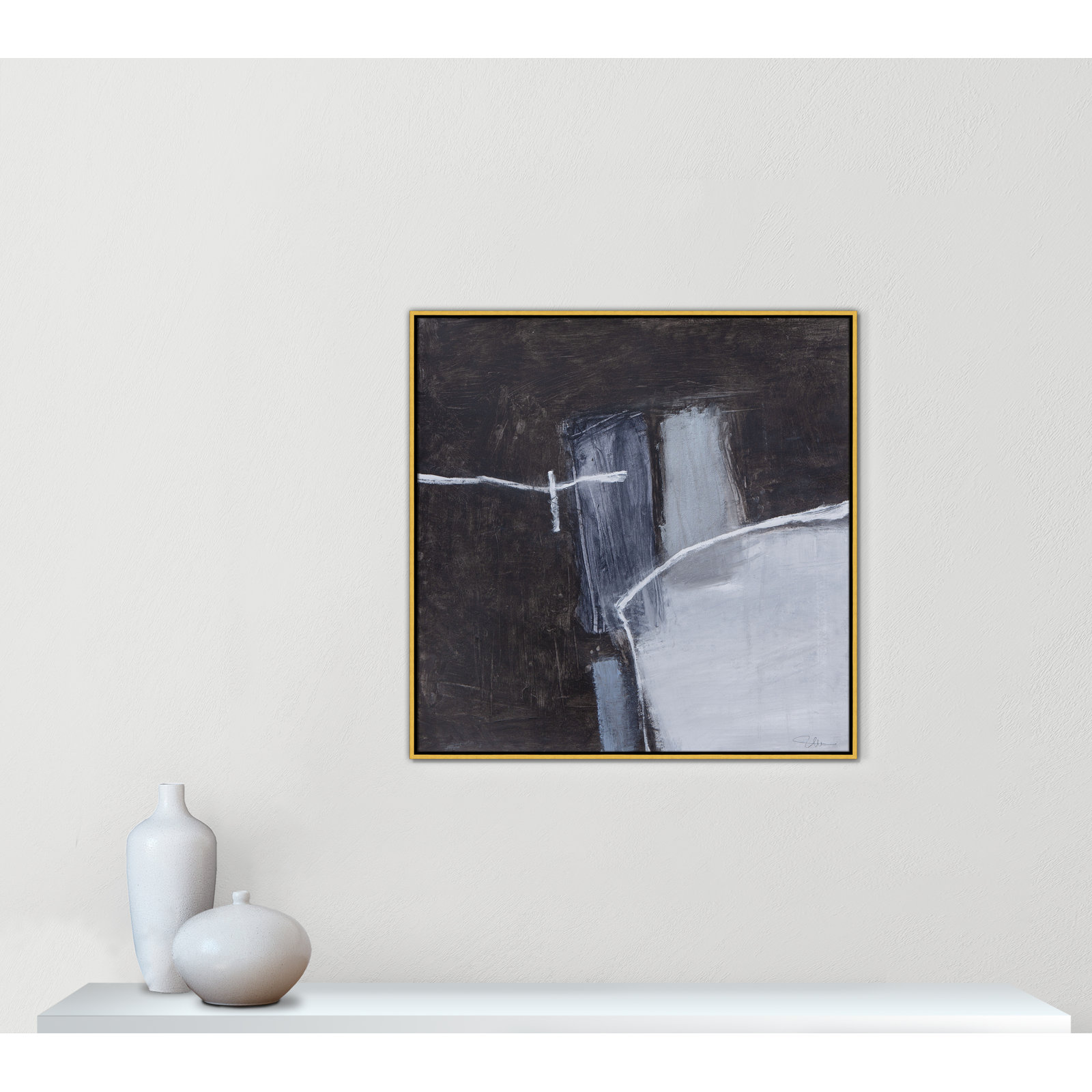 Graphite Gemstones I Print by Casa Fine Arts, 37.5" H x 37.5" W, Gold