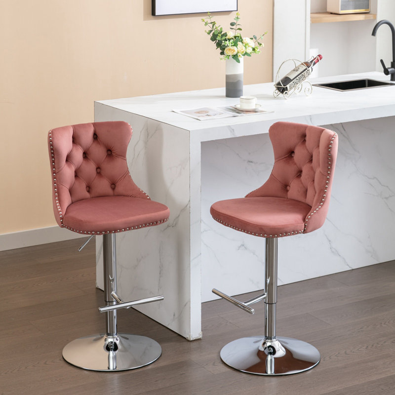 Tabouret pivotant à hauteur réglable Stormstown, Chrome chrome, Rose