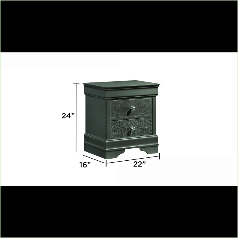 Table de chevet 2 tiroirs Blaze, Gris