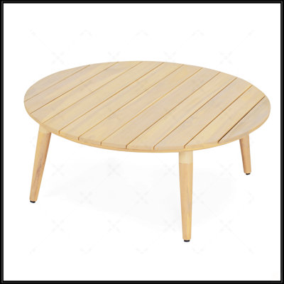 Table basse d'extérieur ronde en bois d'acacia