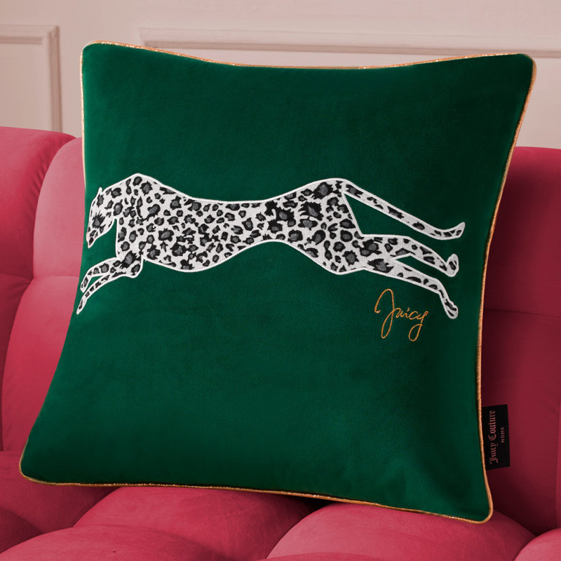 Juicy Couture Velvet Cheetah Plush Decorative Pillows, Green, Rectangle 14" x 24"