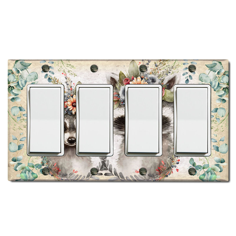 Animals 4 - Gang Toggle Light Switch Standard Wall Plate