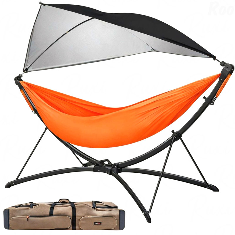 Portable Outdoor/Garden Hammock With Quick-Fold Stand, Adjustable Sunshade, And Storage Bag Adult/Child Hammock Chair Heavy-Duty Hammock Suitable For Camping, Home Gardens, Hotels, Outdoors, Beaches