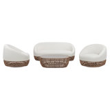 Willow 4Pc Upholstered Woven Patio Deep Seating Conversation Set