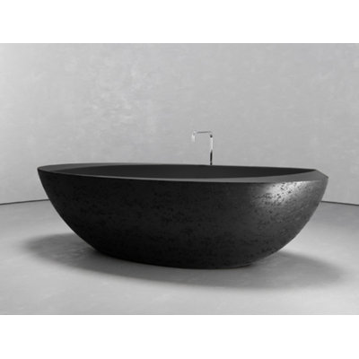 Baignoire ovale autoportante en fer noir texturé 74,8 po x 39,8 po Vast Studio 
