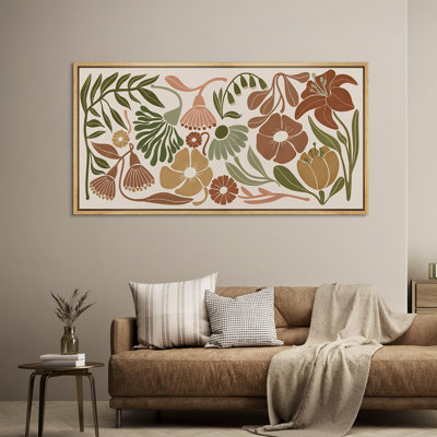 Abstract Botanical " Serene Meadow Abstract Pastel Floral Rustic Retro Art Decor Extra Large Artwork Pictures " Print