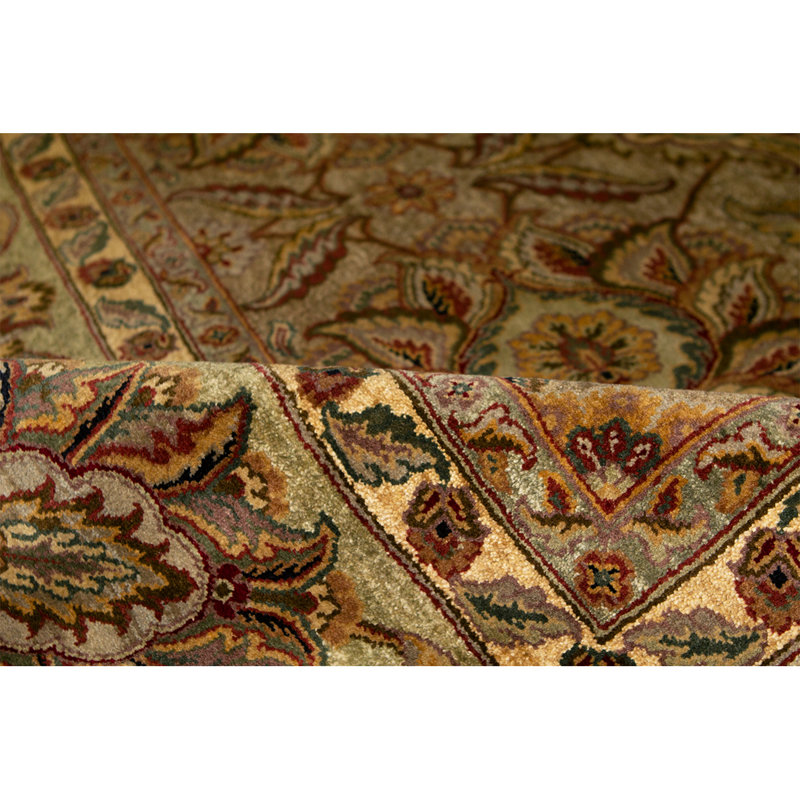 Tapis chameau et vert noué à la main de haute qualité