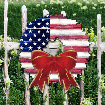 24" Patriotic Eagle American Flag Wreath For Front Door – Handmade Red White & Blue Bald Eagle Door Wreath, Weather-Resistant Americana Decor For 4th Of July, Memorial Day & Veterans (A