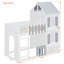 Lits jumeaux superposés en forme de maison avec rangement, bois MDF, gris moderne-2100450622