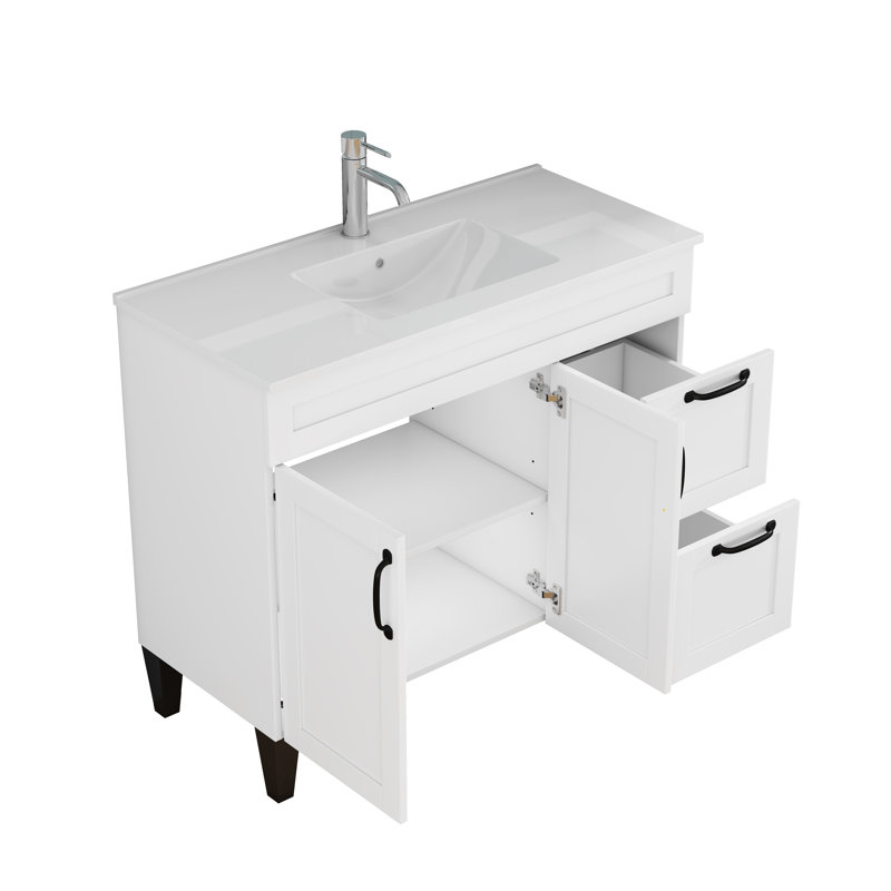 Meuble-lavabo moderne de 39,4 po Walden avec charnières à fermeture en douceur et fabrication robuste