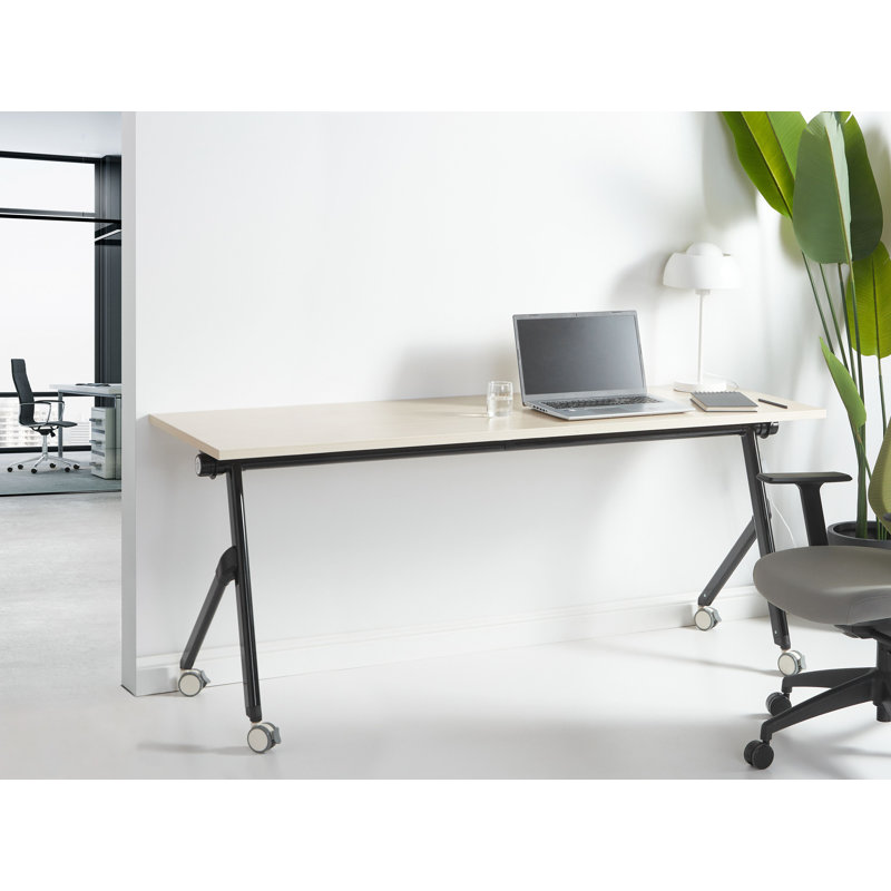 Seidule Foldable Steel Writing Desk, 180cm H x 60cm W, Brown/Black
