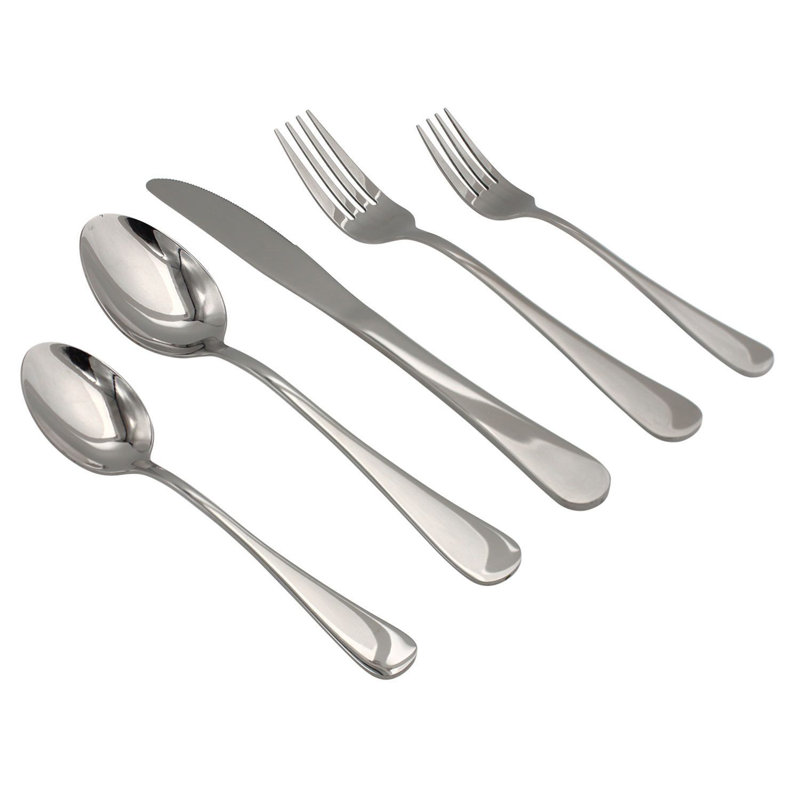 Luly Reflective 40-Piece Colored Stainless Steel Flatware Set, Silver