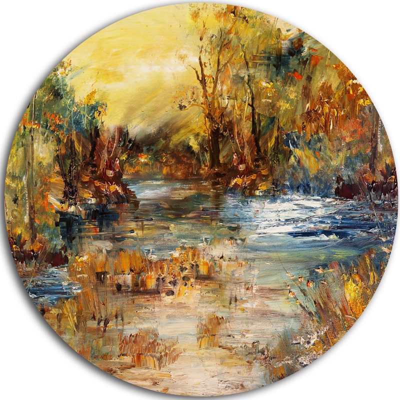 Schafer «River in Forest», peinture, H 23 po x l 23 po x p 1 po, Métal