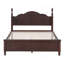 Structure de lit double en bois pleine grandeur, lit plateforme de style rétro avec support en lattes de bois, noyer foncé-591344020-591344018
