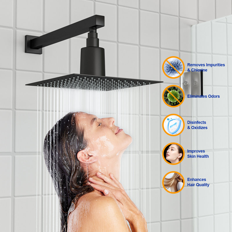 8 Inch Filtered Rain Shower Head SUS304 Stainless Steel With 16-Stage Water Filter