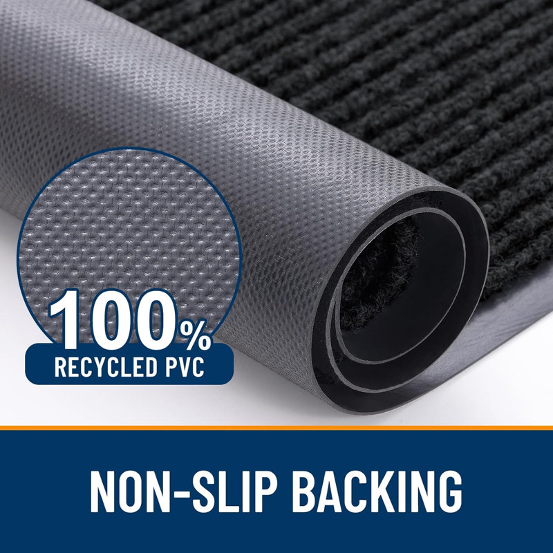 Waterproof Heavy Duty Door Mat, Black, 47" x 32"