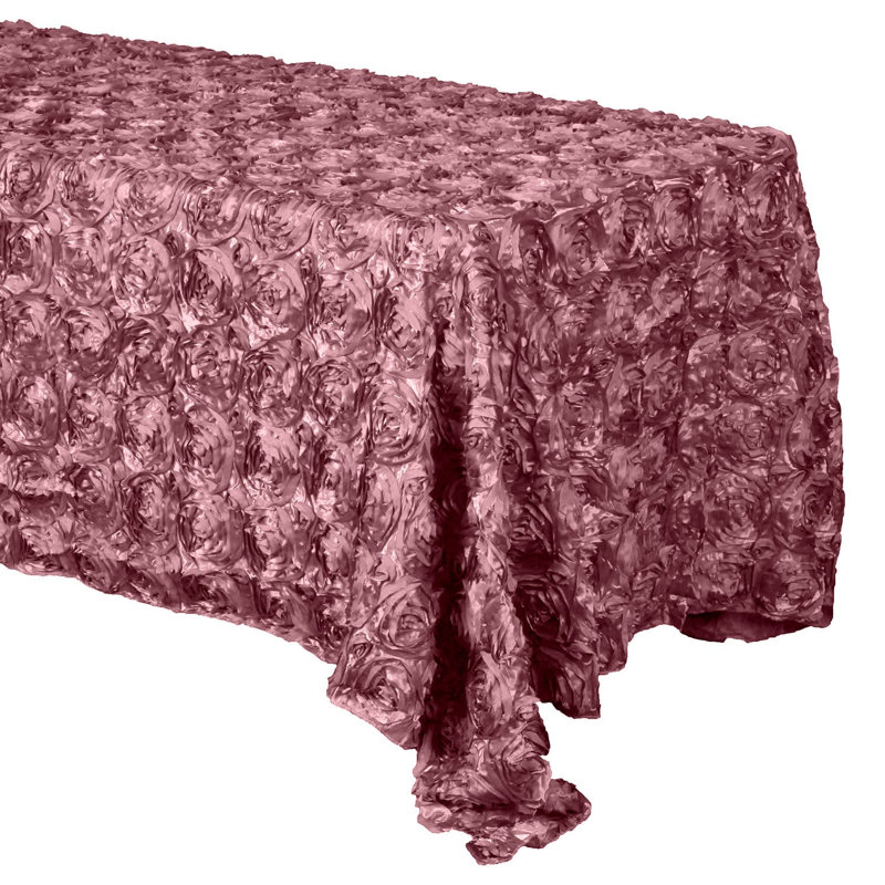 Silvie Floral Polyester Tablecloth, 108" x 54", Dusty Rose