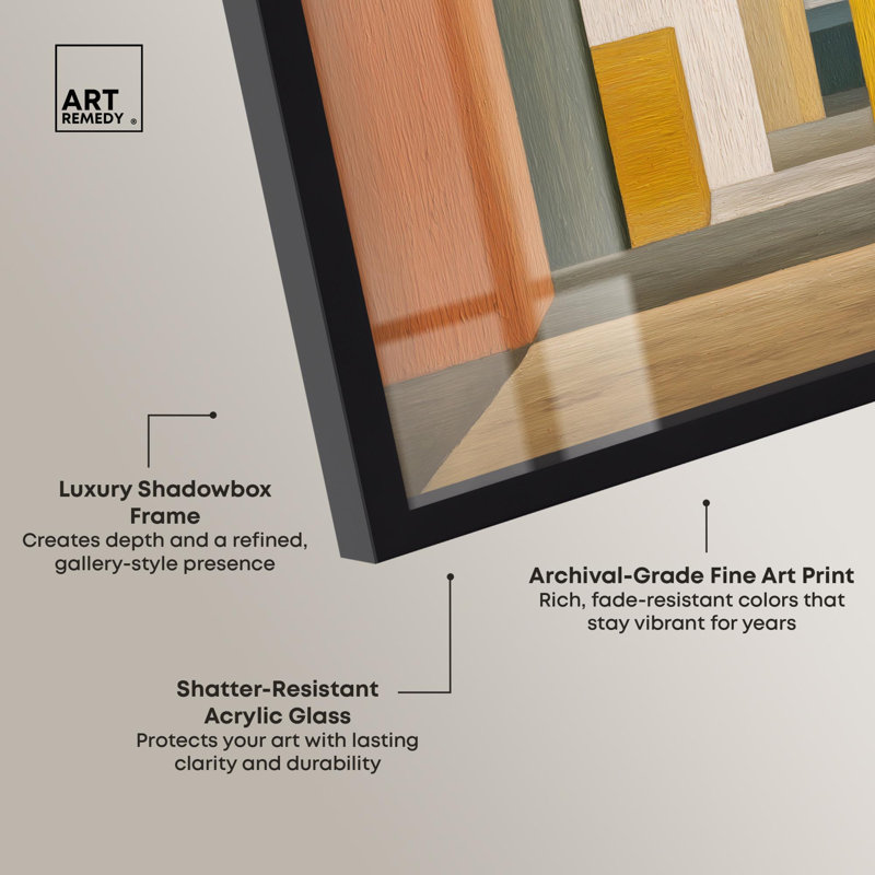 «Earthen Pillars Boho», reproduction d'art abstrait par Art Remedy, H 17 po x l 17 po, Noir