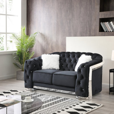 Causeuse chic à accoudoirs évasés gris, confortablement