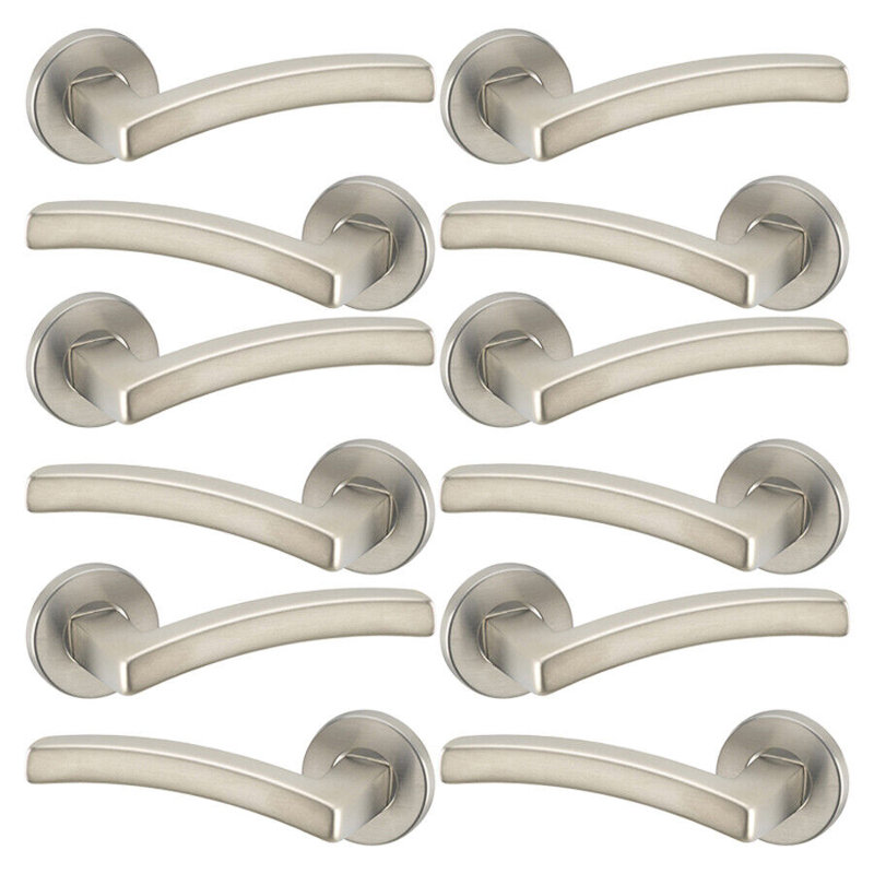 Door Handle, Satin Nickel Rose